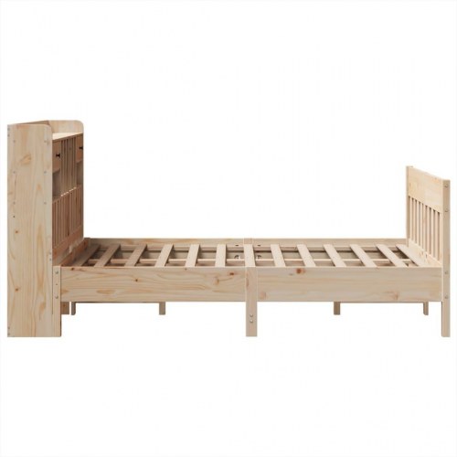 Sengeramme med opbevaring 135x190 cm - massivt fyrretræ, hvid