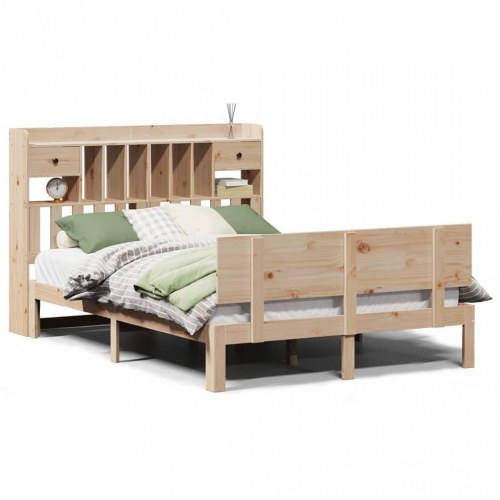 Seng med reol uden madras 140x190 cm massivt fyrretræ