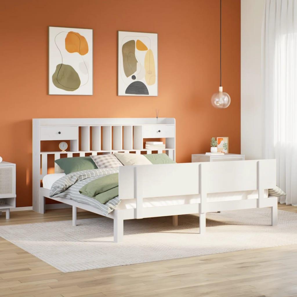vidaXL seng med reol uden madras 180x200 cm massivt fyrretræ hvid