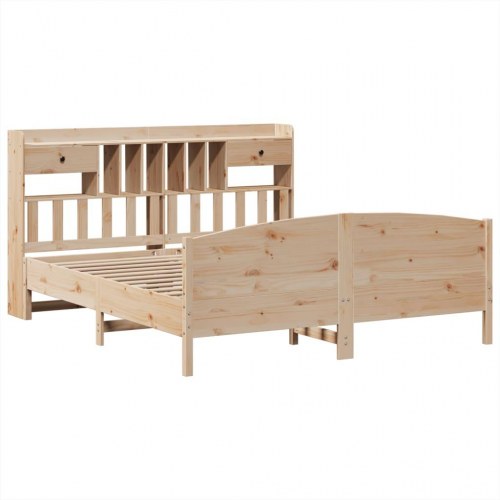 Seng med reol uden madras 200x200 cm massivt fyrretræ
