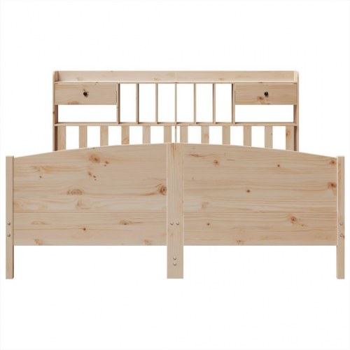 Seng med reol uden madras 200x200 cm massivt fyrretræ