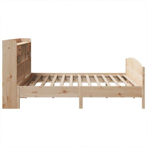 Seng med reol uden madras 200x200 cm massivt fyrretræ