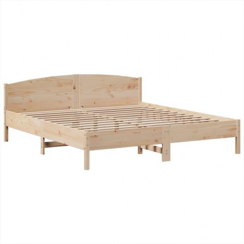 Seng med reol uden madras 200x200 cm massivt fyrretræ