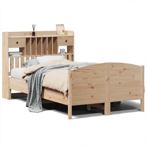 Seng med reol uden madras 135x190 cm - massivt fyrretræ