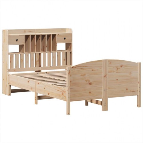 Seng med reol uden madras 135x190 cm - massivt fyrretræ