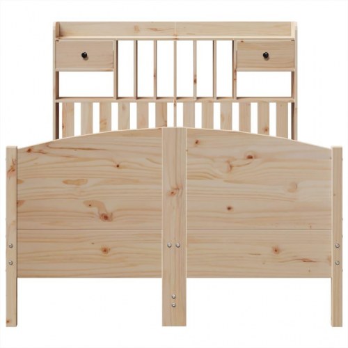 Seng med reol uden madras 135x190 cm - massivt fyrretræ