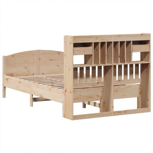 Seng med reol uden madras 135x190 cm - massivt fyrretræ