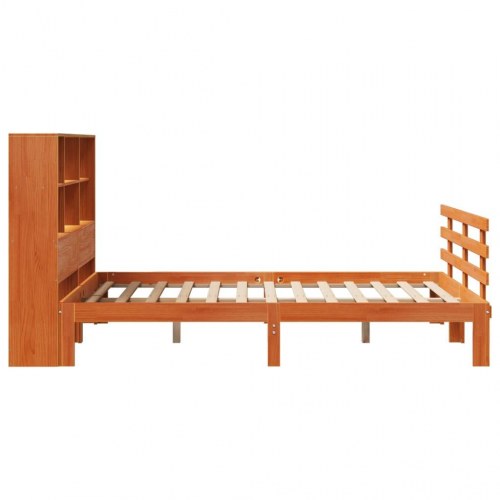 Seng med reol uden madras 150x200cm massivt fyrretræ gyldenbrun