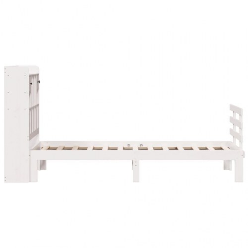 Seng med reol uden madras 90x190 cm - massivt fyrretræ, hvid