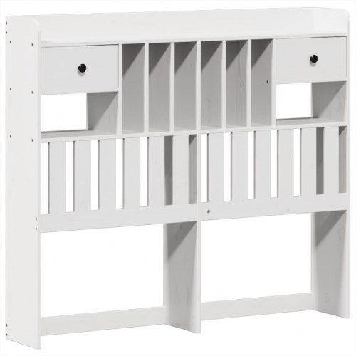 Sengeramme 135x190 cm i massivt fyrretræ - hvid med opbevaring