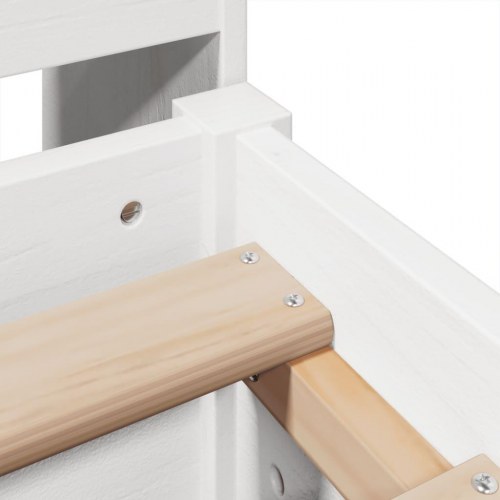 Sengeramme 135x190 cm i massivt fyrretræ - hvid med opbevaring