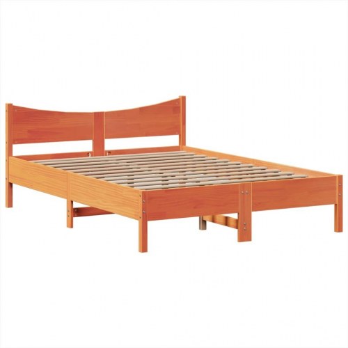 Sengeramme i massivt fyr med opbevaring 140x200 cm - gyldenbrun