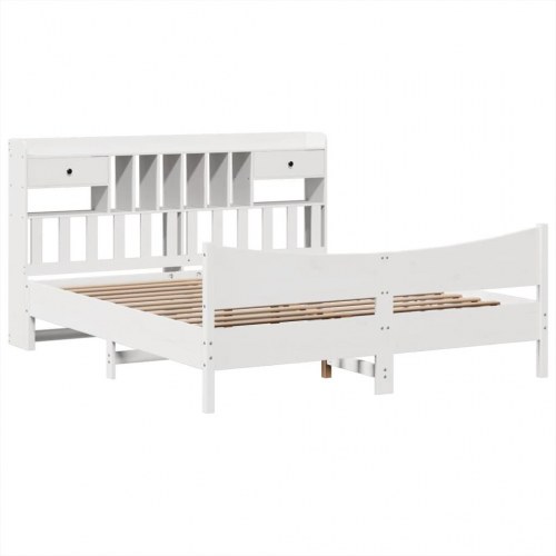 Sengeramme uden madras 200x200 cm massivt fyrretræ hvid