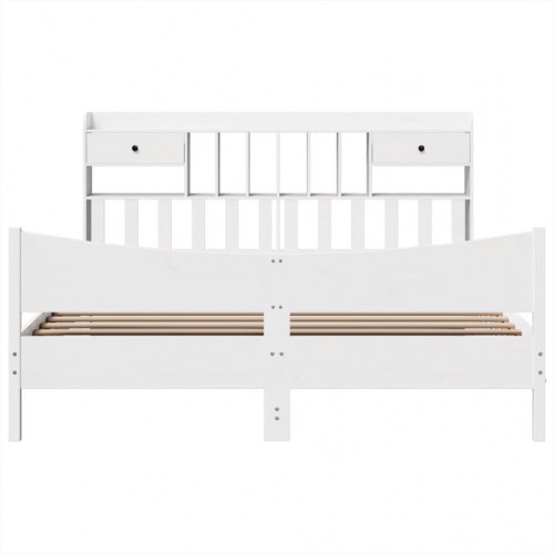 Sengeramme uden madras 200x200 cm massivt fyrretræ hvid