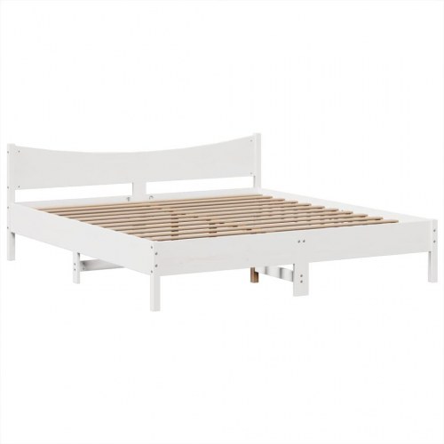 Sengeramme uden madras 200x200 cm massivt fyrretræ hvid