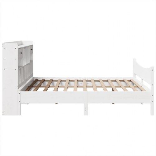 Sengeramme uden madras 200x200 cm massivt fyrretræ hvid