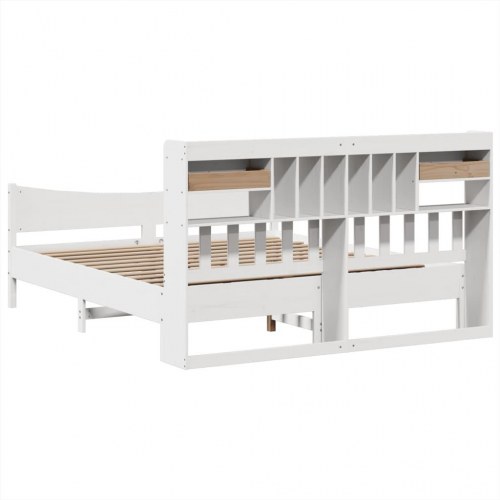 Sengeramme uden madras 200x200 cm massivt fyrretræ hvid