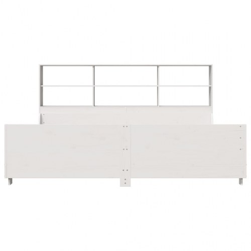 Seng med reol uden madras 180x200 cm - massivt fyrretræ, hvid