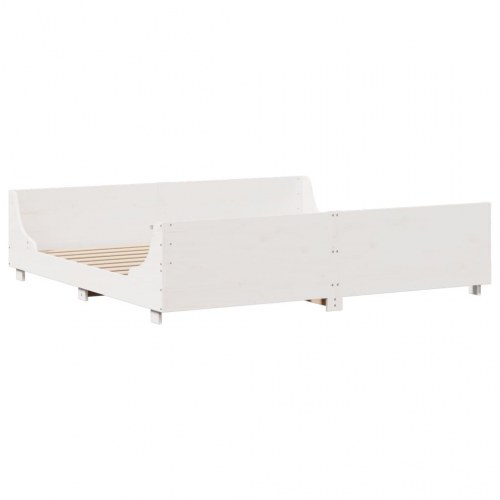 Seng med reol uden madras 180x200 cm - massivt fyrretræ, hvid