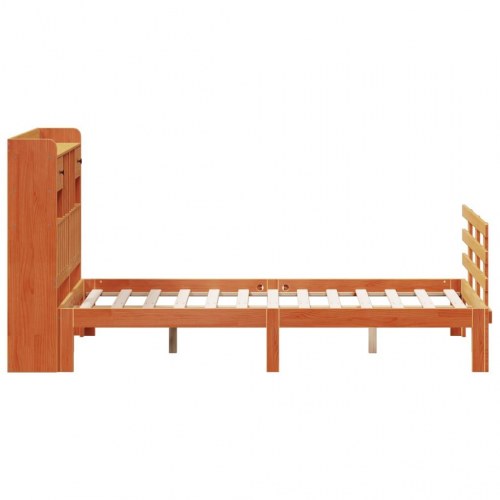 Seng med reol uden madras 120x200cm massivt fyrretræ gyldenbrun