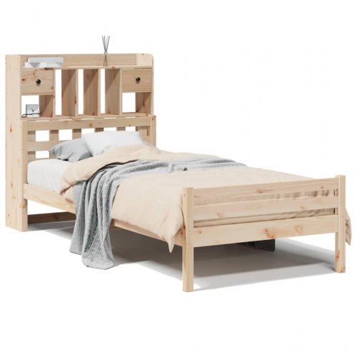 Seng med reol uden madras 100x200 cm - massivt fyrretræ