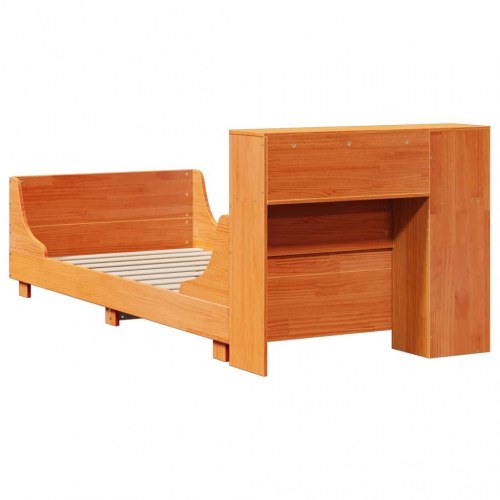 Sengeramme uden madras 75x190 cm massivt fyrretræ gyldenbrun