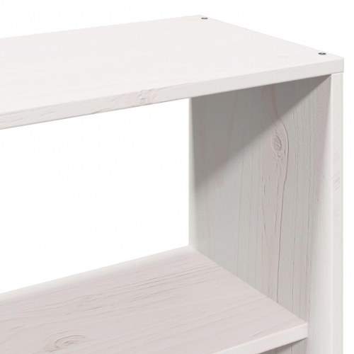Sengeramme 160x200 cm i massivt fyrretræ - hvid med sengegavl og opbevaring