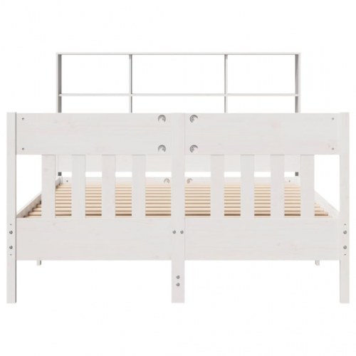 Sengeramme uden madras 120x190 cm massivt fyrretræ hvid