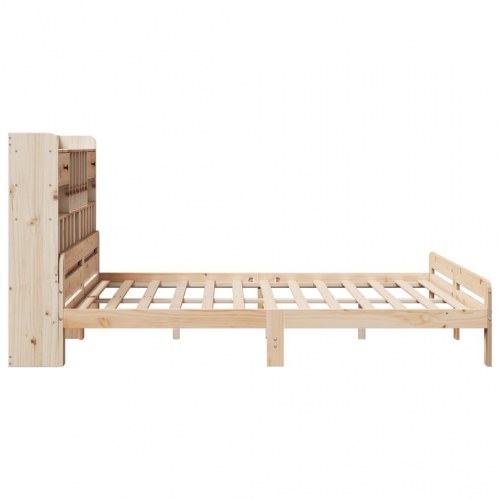Seng med reol uden madras 200x200 cm massivt fyrretræ