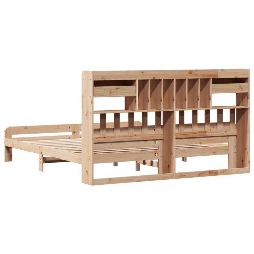Seng med reol uden madras 200x200 cm massivt fyrretræ