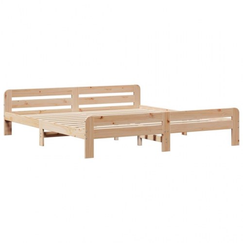 Seng med reol uden madras 200x200 cm massivt fyrretræ