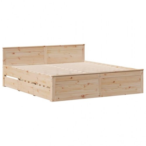 Seng med reol uden madras 200x200 cm massivt fyrretræ