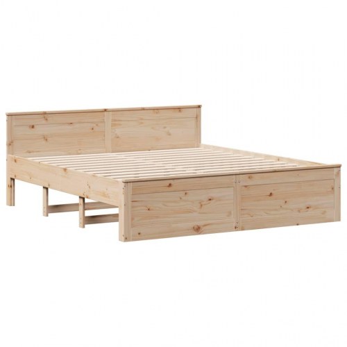 Seng med reol uden madras 200x200 cm massivt fyrretræ