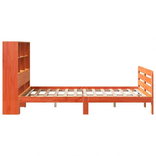 Sengeramme med opbevaringsgavl 120x190 cm - massivt fyrretræ, gyldenbrun