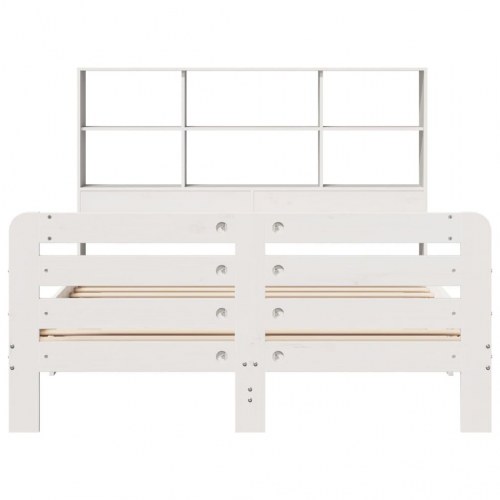 Sengeramme uden madras 150x200 cm massivt fyrretræ hvid