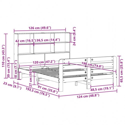 Sengeramme uden madras 120x190 cm massivt fyrretræ