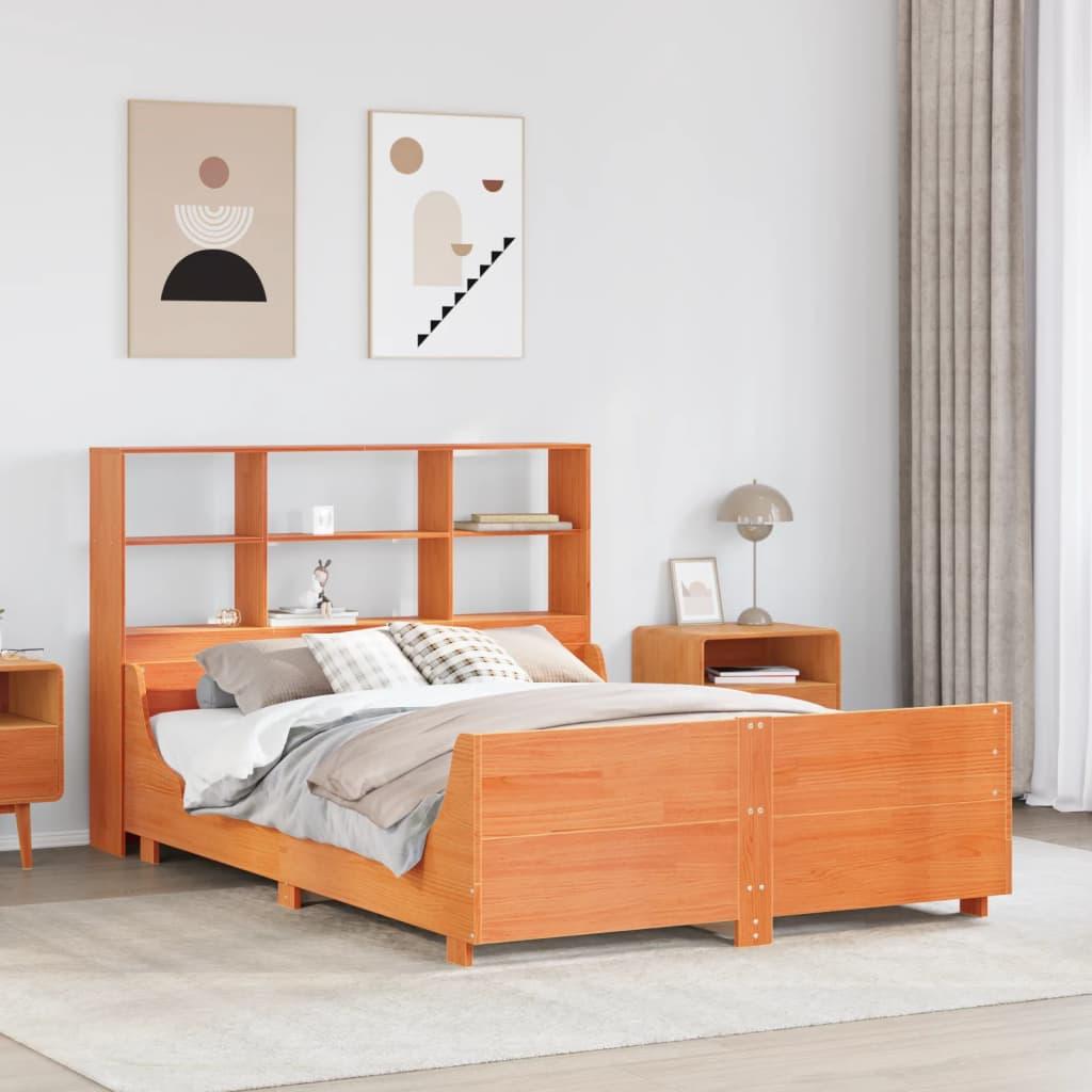 Seng Med Reol Uden Madras 140x200 Massivt Træ Gyldenbrun