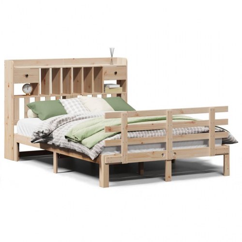 Seng med reol 140x190 cm i massivt fyrretræ - uden madras