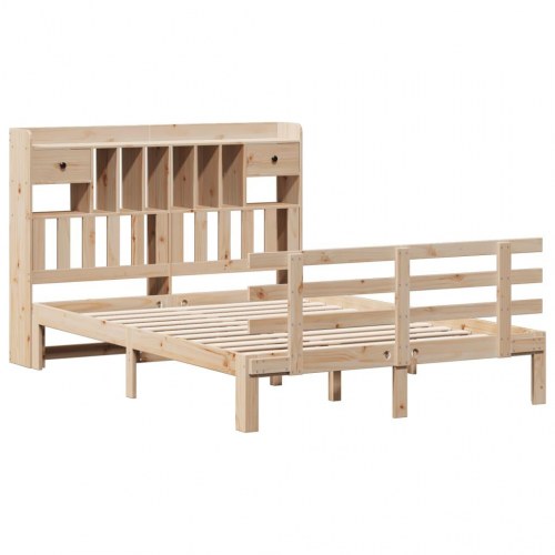 Seng med reol 140x190 cm i massivt fyrretræ - uden madras