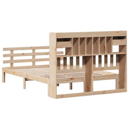 Seng med reol 140x190 cm i massivt fyrretræ - uden madras