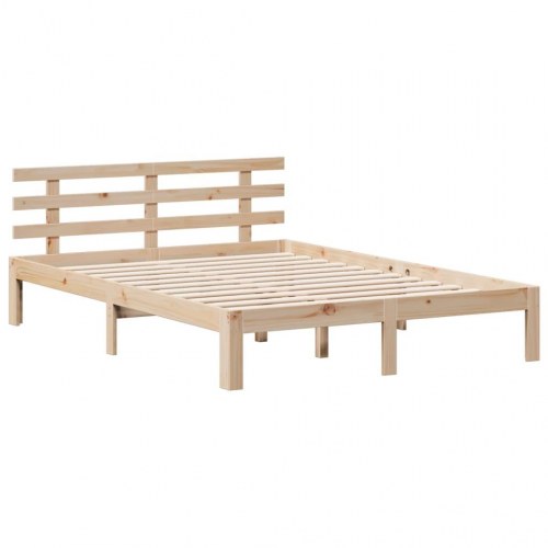 Seng med reol 140x190 cm i massivt fyrretræ - uden madras