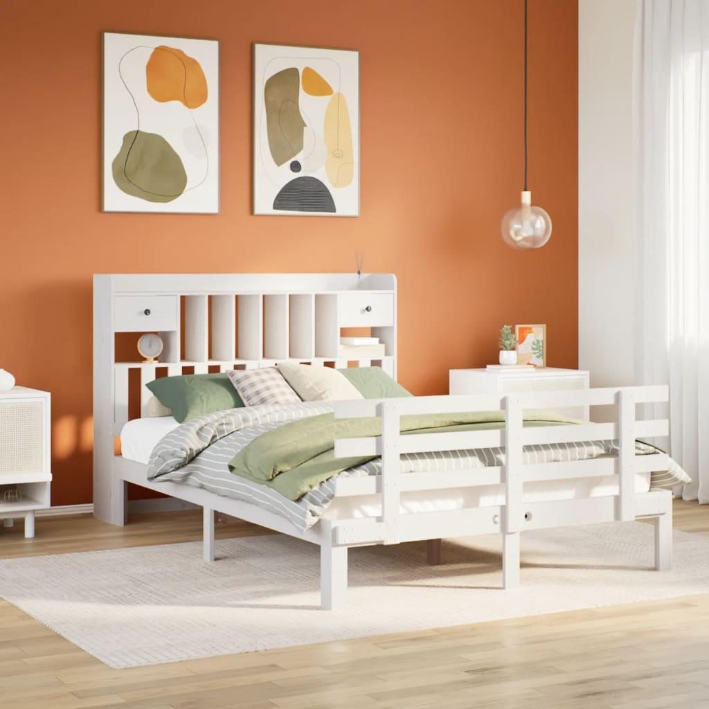 Seng Med Reol Uden Madras Massivt Fyrretræ - Hvid / 140 x 200 cm