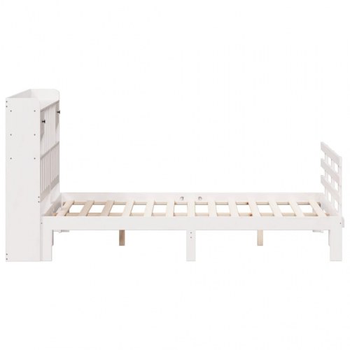 Seng med reol 140x200 cm - massivt fyrretræ, hvid (uden madras)