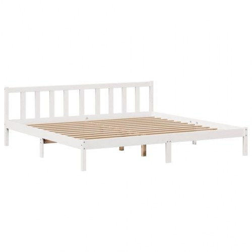 Seng med reol uden madras 180x200 cm massivt fyrretræ hvid