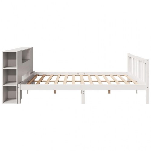 Seng med reol uden madras 180x200 cm massivt fyrretræ hvid