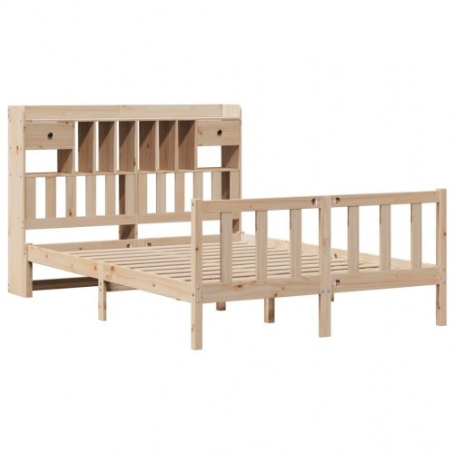 Seng med reol uden madras 140x190 cm massivt fyrretræ