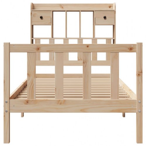 Seng med reol 90x200 cm i massivt fyrretræ uden madras