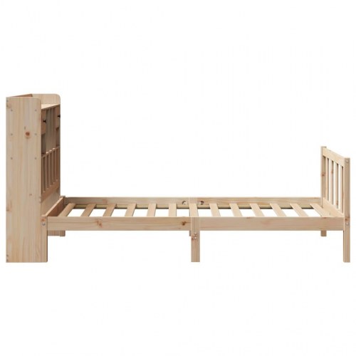 Seng med reol 90x200 cm i massivt fyrretræ uden madras