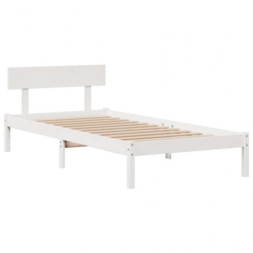 Seng med reol uden madras 75×190 cm - massivt fyrretræ, hvid