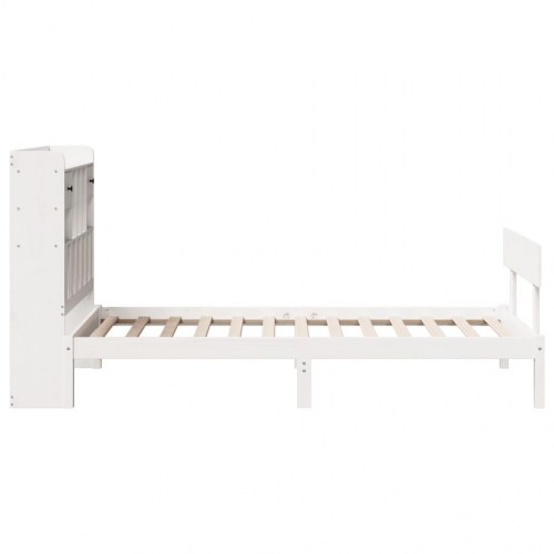Seng med reol uden madras 75×190 cm - massivt fyrretræ, hvid